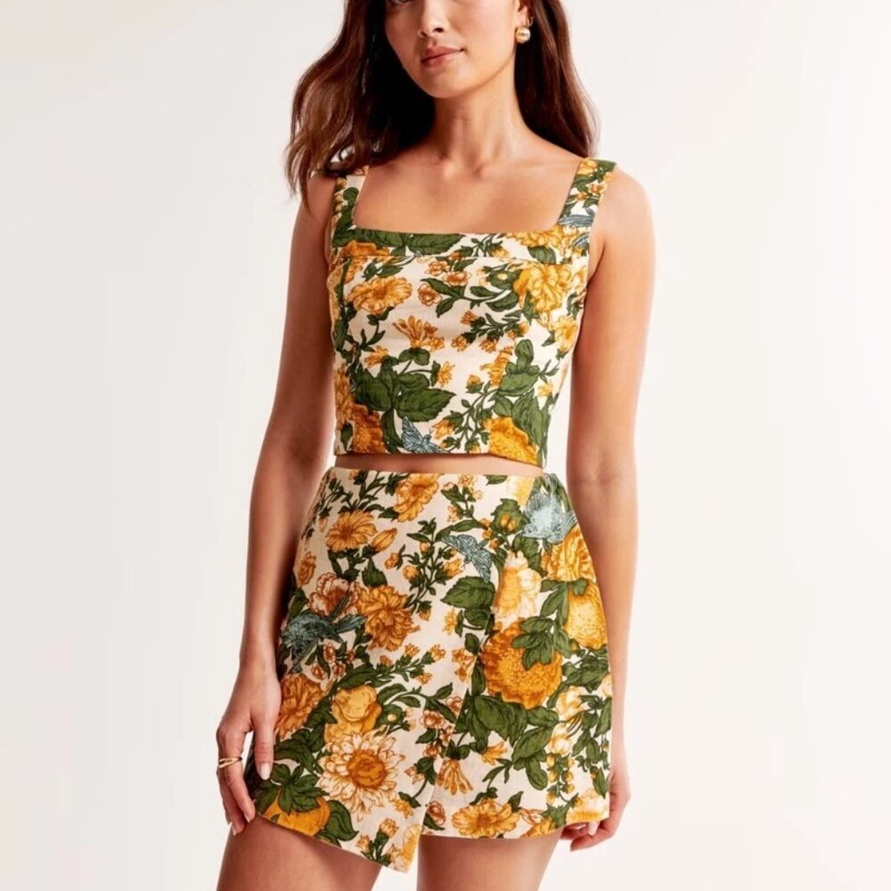 The A&F Scarlett Linen-Blend Wrap Mini Skort and Top